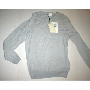 New Peuterey NWT Mens Designer Linen Cotton Light Gray Silver Sweater XXL Soft